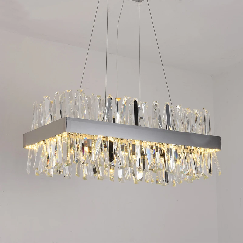 New modern restaurant chandelier chrome / gold rectangular crystal lamp living room decoration chandelier LED hotel lamp
New modern restaurant chandelier chrome / gold rectangular crystal lamp living room decoration chandelier LED hotel lamp