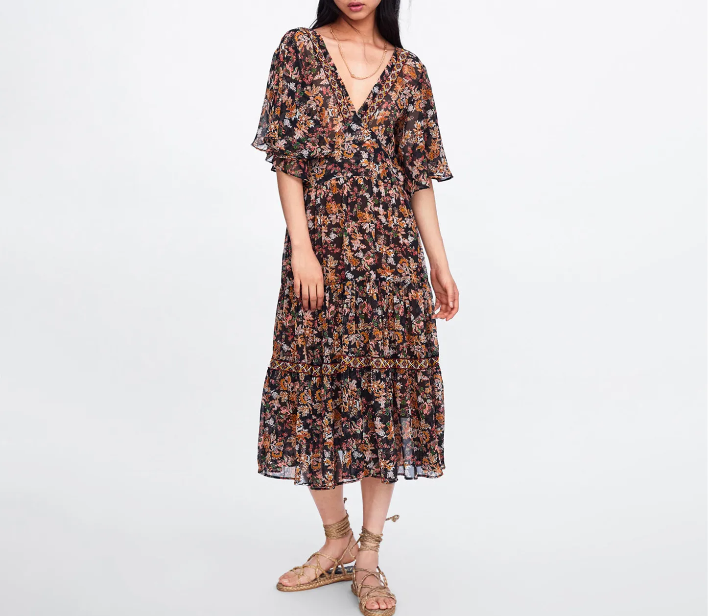 Summer Vintage Floral Print Deep V-neck Short Sleeve Women Casual Boho Midi Dress Hippie Beach Chiffon Party Wear Dresses
Summer Vintage Floral Print Deep V-neck Short Sleeve Women Casual Boho Midi Dress Hippie Beach Chiffon Party Wear Dresses