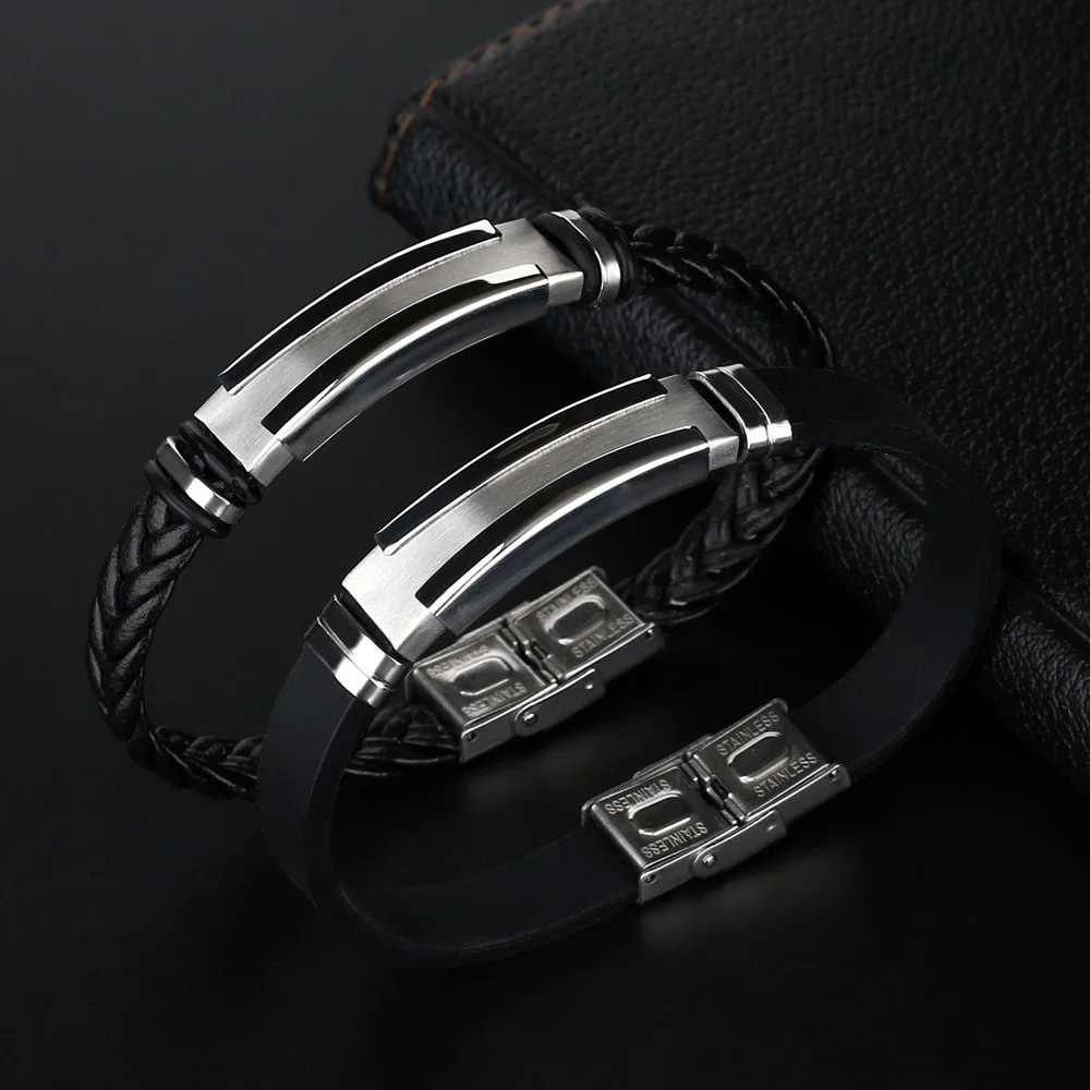 2019 Fashion Jewelry Vintage Smooth Glossy Leather Stainless Steel Bracelet Charm Weave Wristband Silicone Bracelets for Women
2019 Fashion Jewelry Vintage Smooth Glossy Leather Stainless Steel Bracelet Charm Weave Wristband Silicone Bracelets for Women