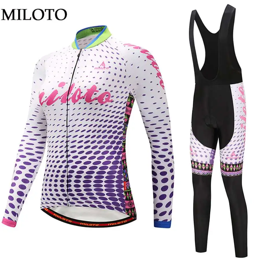 

Miloto Long Sleeve Cycling Jersey Women MTB Bike Wear Dot Shirt cycling clothing maillot ciclismo roupa ciclismo Cycling set