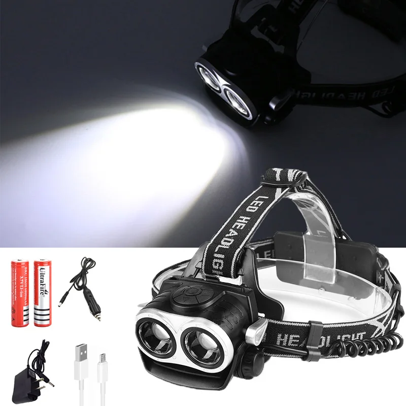 Powerful LED Head Lamp 2*T6 30000LM Fishing Headlamp Head Torch Led Flashlight Lanterna Linterna 18650 Battery Outdoor Headlight
Powerful LED Head Lamp 2*T6 30000LM Fishing Headlamp Head Torch Led Flashlight Lanterna Linterna 18650 Battery Outdoor Headlight
