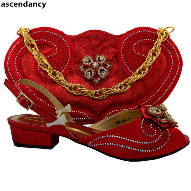 Nigerian Party Shoe and Bag Sets Red Matching Italian Shoe and Bag Set Decorated with Rhinestone Italian Shoe and Bags for Women
Nigerian Party Shoe and Bag Sets Red Matching Italian Shoe and Bag Set Decorated with Rhinestone Italian Shoe and Bags for Women