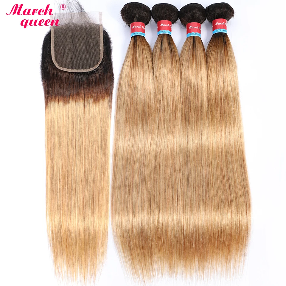 marchqueen Pre-Colored Peruvian Human Hair Bundles With Closure Ombre T1B/27 Straight Hair 4 PCS With Closure Non Remy Hair Weft
marchqueen Pre-Colored Peruvian Human Hair Bundles With Closure Ombre T1B/27 Straight Hair 4 PCS With Closure Non Remy Hair Weft