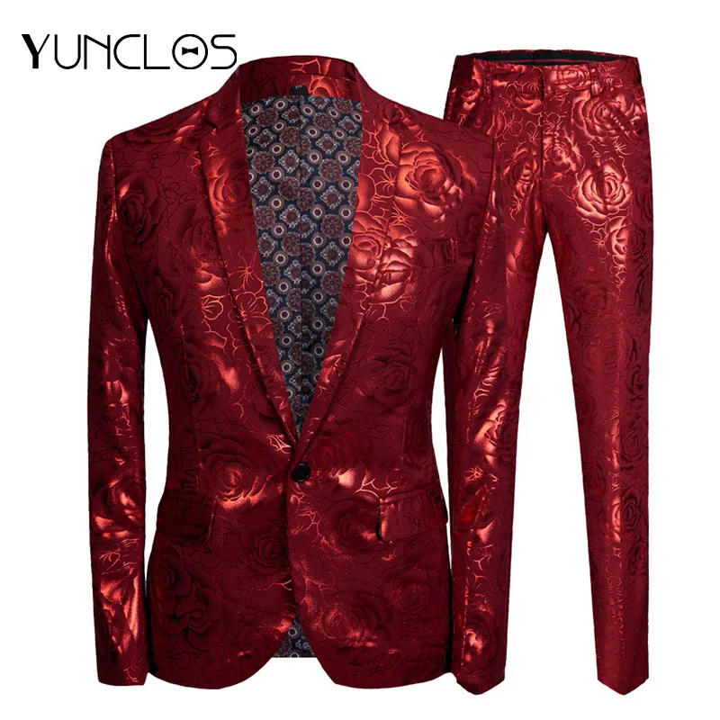 YUNCLOS Men's Slim Fit Suits 2 Pieces Rose Printed Wedding Party Suits One Button Single Breasted Men Suits Formal Wears
YUNCLOS Men's Slim Fit Suits 2 Pieces Rose Printed Wedding Party Suits One Button Single Breasted Men Suits Formal Wears