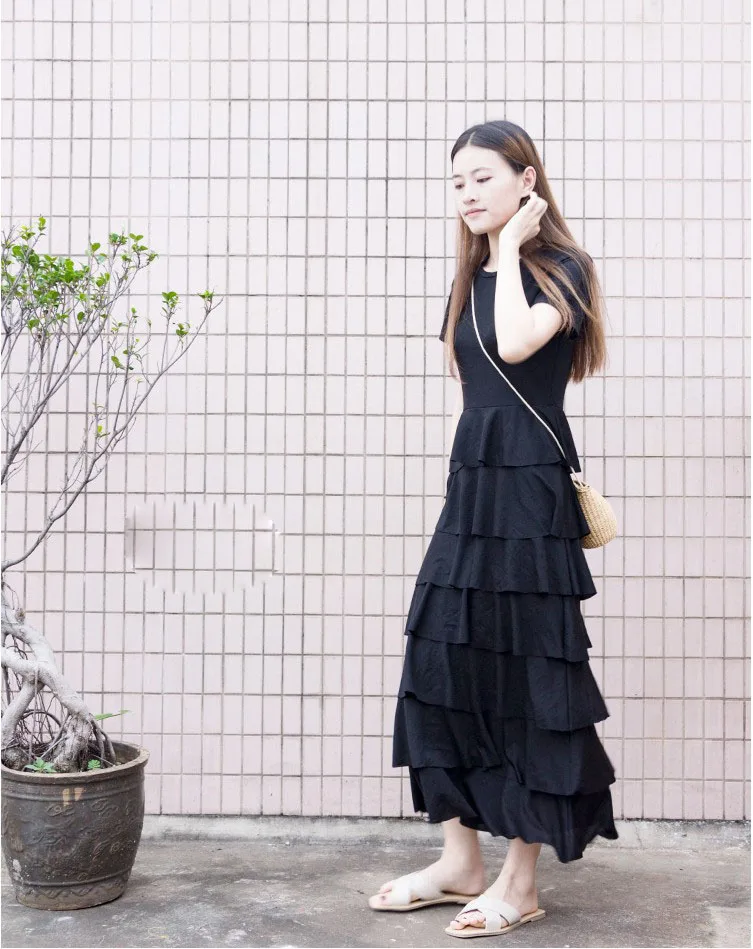 2018 girls fashion ruffle black cool dresses women's casual dinner soft long pleated dress slim grey size M L free ship #A145
2018 girls fashion ruffle black cool dresses women's casual dinner soft long pleated dress slim grey size M L free ship #A145
