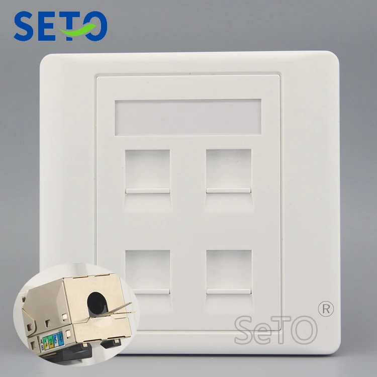 

SeTo 86 Type Four Ports Gigabit Shield Network Lan RJ45 Cat6 Outlet Wall Plate Socket Keystone Faceplate