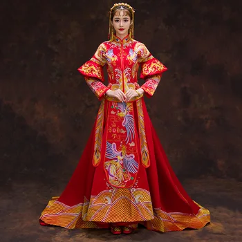 High Quality Luxurious Women Trailing Cheongsam Royal Classic Suzhou Embroidery Qipao Chinese Female Wedding Phoenix Dress Suit
High Quality Luxurious Women Trailing Cheongsam Royal Classic Suzhou Embroidery Qipao Chinese Female Wedding Phoenix Dress Suit