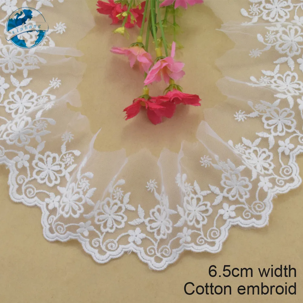 6.5cm white cotton embroided lace ribbon guipure trim DIY wedding Accessories dolls lace african french lace applique#3902
6.5cm white cotton embroided lace ribbon guipure trim DIY wedding Accessories dolls lace african french lace applique#3902