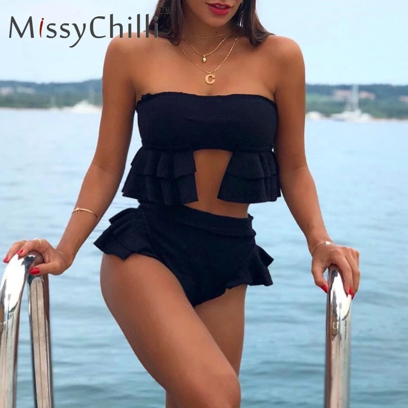 MissyChilli Sexy backless high waist ruffle bodysuit Female bodycon push up 2 piece swimsuit Women black beach bodysuit vintage
MissyChilli Sexy backless high waist ruffle bodysuit Female bodycon push up 2 piece swimsuit Women black beach bodysuit vintage