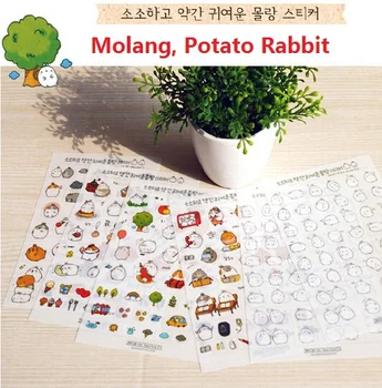 6pcs/lot Korea Molang Potato Rabbit Decorative Stickers Cartoon Potato Rabbit PVC sticker set deco label children stickers
6pcs/lot Korea Molang Potato Rabbit Decorative Stickers Cartoon Potato Rabbit PVC sticker set deco label children stickers