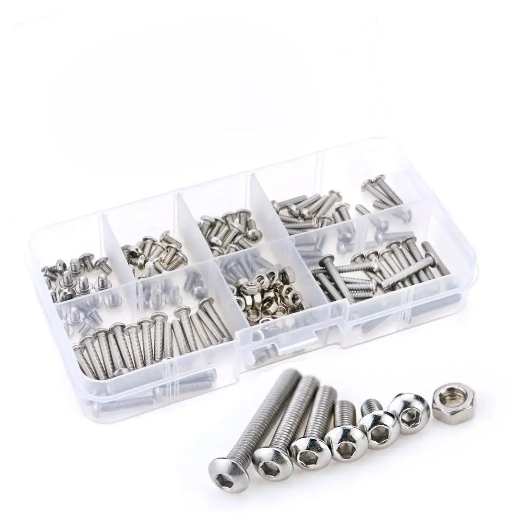 230Pcs M3 Stainless Steel Hex Hex Drive Button Head Socket Cap Bolts Screws Nuts Assortment Kit (M3)
230Pcs M3 Stainless Steel Hex Hex Drive Button Head Socket Cap Bolts Screws Nuts Assortment Kit (M3)