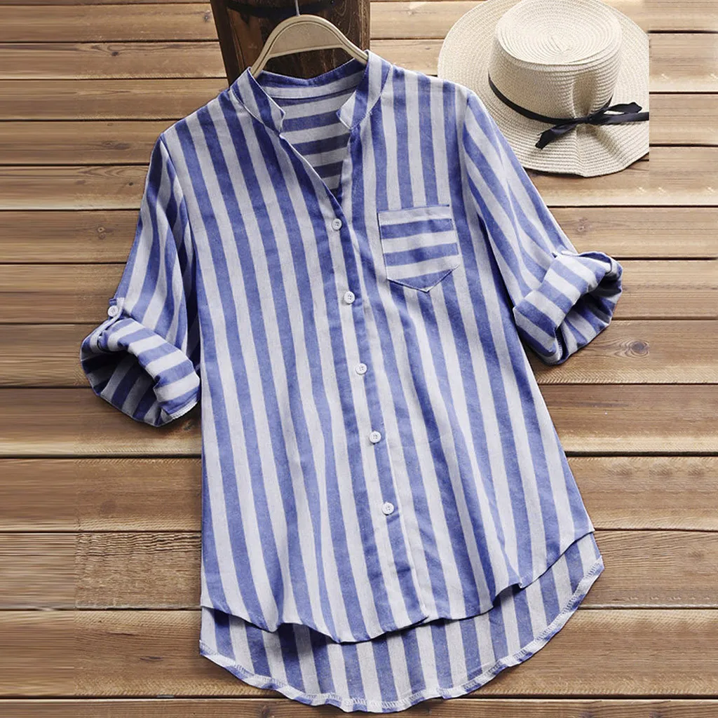 Women Striped Office Shirt Ladies Blouses Long Sleeve Shirt Casuals Female Loose Blouse Button Tops Blusas Mujer De Moda 2019
Women Striped Office Shirt Ladies Blouses Long Sleeve Shirt Casuals Female Loose Blouse Button Tops Blusas Mujer De Moda 2019