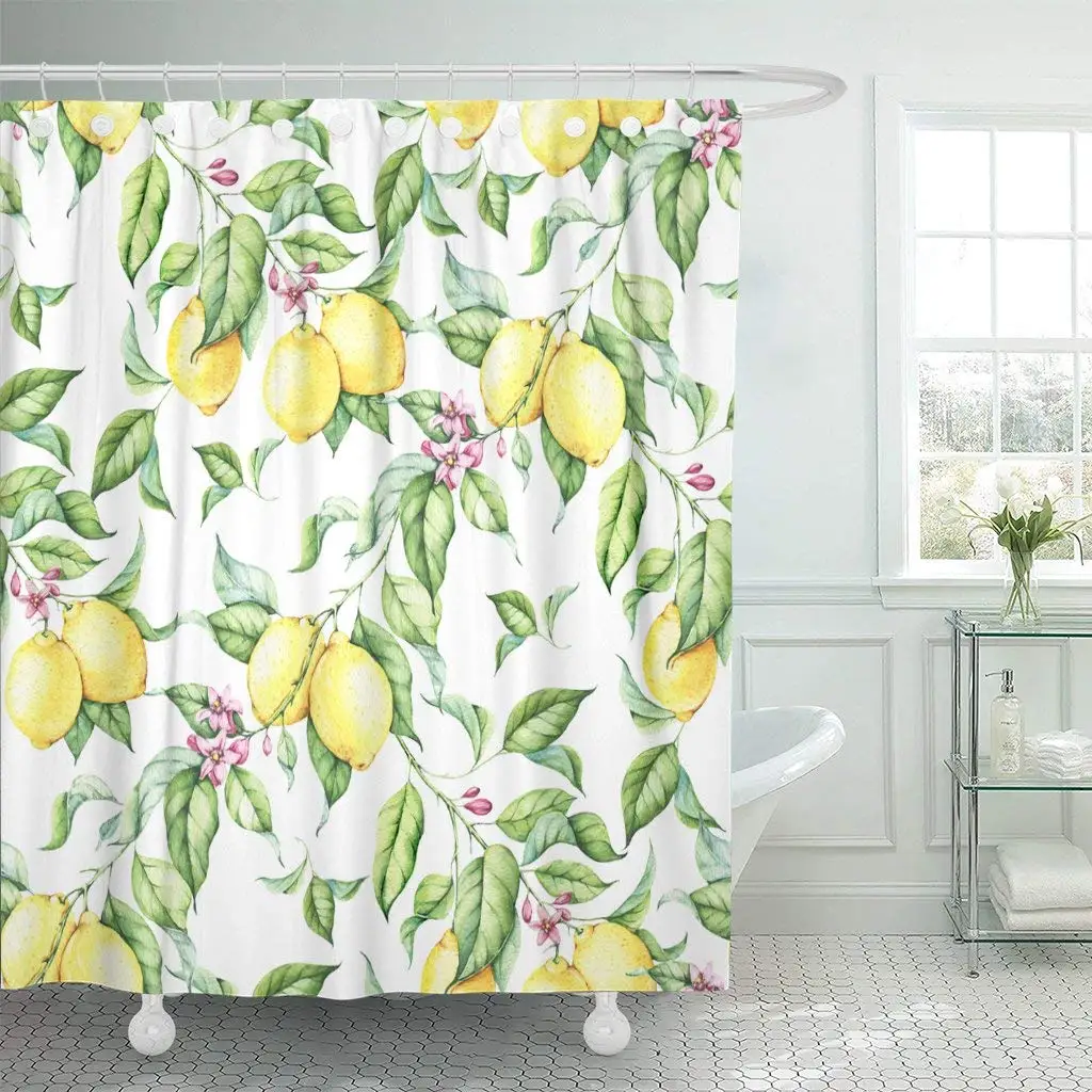 Waterproof Shower Curtain Curtains Watercolor with Fresh Yellow Lemons with Green Leaves and Pink Flowers for Your Extra Long
Waterproof Shower Curtain Curtains Watercolor with Fresh Yellow Lemons with Green Leaves and Pink Flowers for Your Extra Long