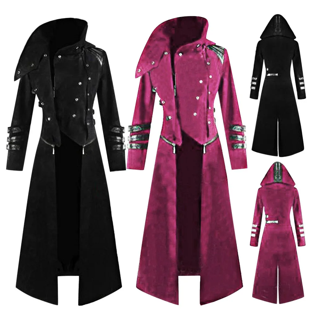 Fashion Mens Gothic Hooded Trench Party Costume Tailcoat Long Sleeve Cloak Cape Friar Medieval Renaissance Priest Jacket
Fashion Mens Gothic Hooded Trench Party Costume Tailcoat Long Sleeve Cloak Cape Friar Medieval Renaissance Priest Jacket