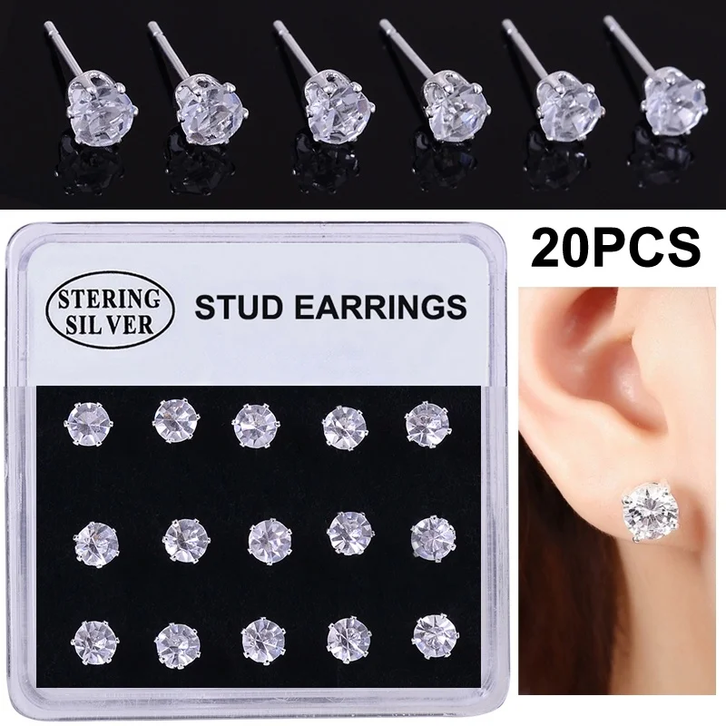 20PCS 925 Sterling Silver Round 4mm Crystal Stud Earrings With Tag of Sterling Silver Stud Earrings
20PCS 925 Sterling Silver Round 4mm Crystal Stud Earrings With Tag of Sterling Silver Stud Earrings