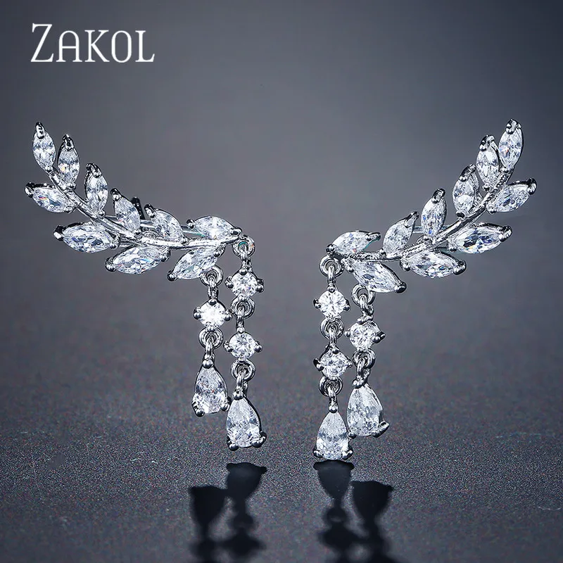 ZAKOL Hot Sale Fashion CZ Crystal Zirconia Leaf Long Drop Earrings For Women Girl Wing Wedding Party Jewelry Gift FSEP520
ZAKOL Hot Sale Fashion CZ Crystal Zirconia Leaf Long Drop Earrings For Women Girl Wing Wedding Party Jewelry Gift FSEP520