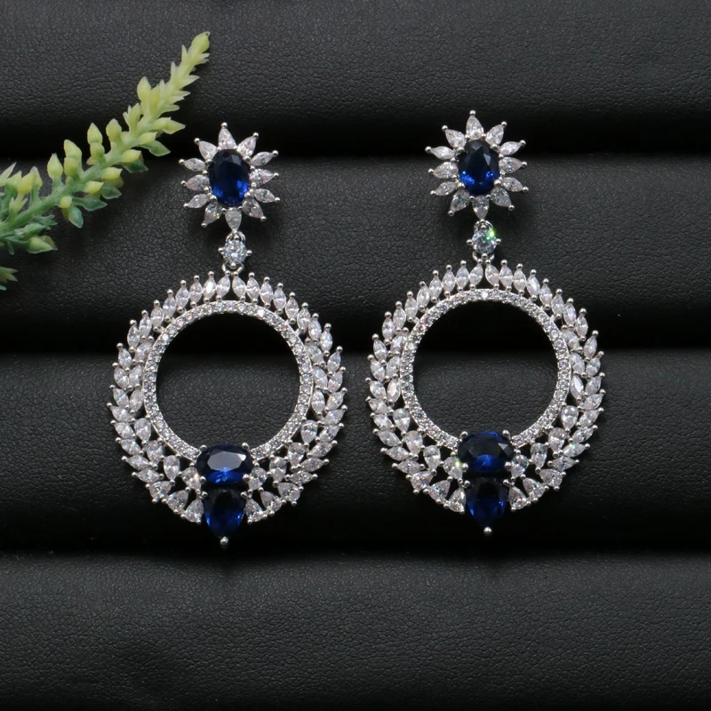 Lanyika Fashion Jewelry Luxury Circle Shiny Elegant Blue Zircon Earrings Stud Micro Pave Engagement Popular Earring Best Gift
Lanyika Fashion Jewelry Luxury Circle Shiny Elegant Blue Zircon Earrings Stud Micro Pave Engagement Popular Earring Best Gift