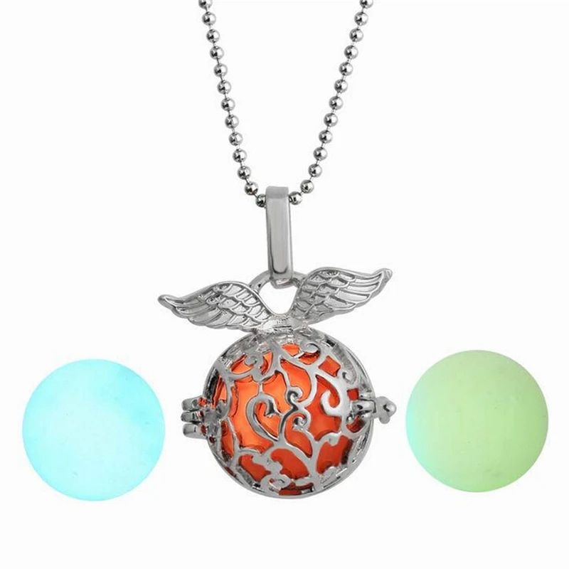 Silver Plated Noctilucent Angel Wings Necklace Women Chain Round Replaceable luminous Bead Pendant Noctilucent Necklace
Silver Plated Noctilucent Angel Wings Necklace Women Chain Round Replaceable luminous Bead Pendant Noctilucent Necklace