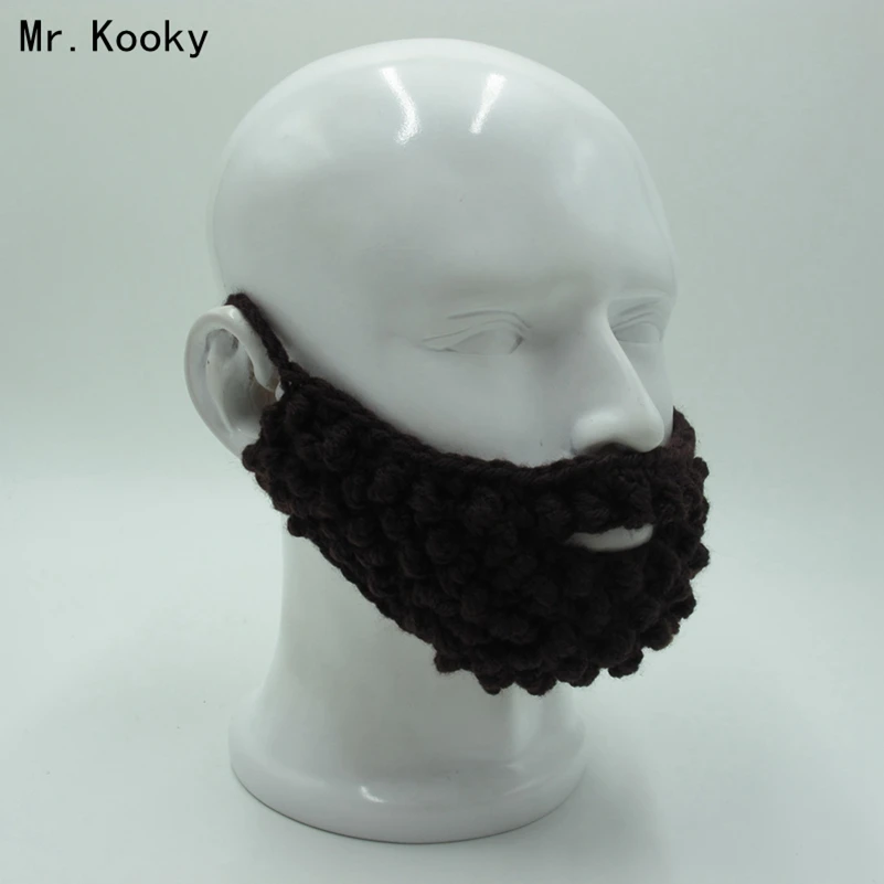 Мужская вязаная шапка Mr.Kooky ручной работы с имитацией бороды теплая зимняя для