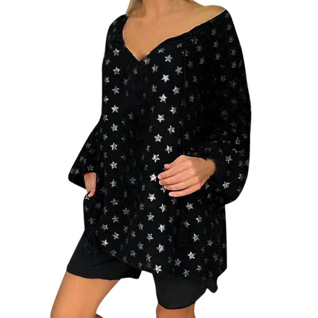 Harajuku Women Autumn Print Large Size Shirt European And American New Hot Five-Pointed Star Print Ladies Shirt Camiseta Mujer
Harajuku Women Autumn Print Large Size Shirt European And American New Hot Five-Pointed Star Print Ladies Shirt Camiseta Mujer
