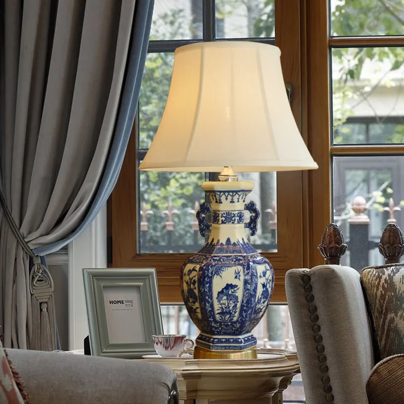 Porcelain Lamps Chinese Antique Blue And White Ceramic Table Lamps Cloth Art Living Room Study Desk Model Room Decorative lamp
Porcelain Lamps Chinese Antique Blue And White Ceramic Table Lamps Cloth Art Living Room Study Desk Model Room Decorative lamp