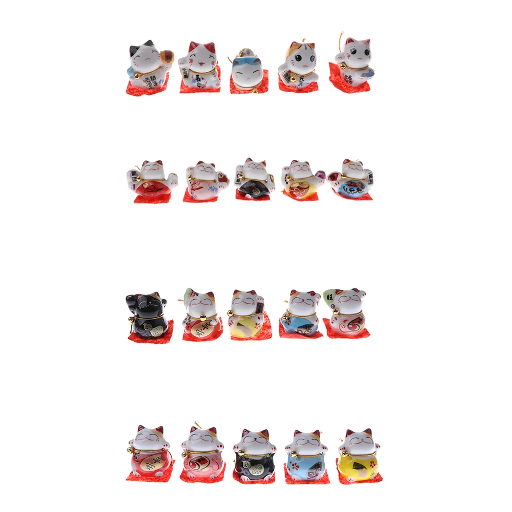 Set of 5PCS Japanese Maneki Lucky Fortune Rich Cat Figurine Home Hotel Shop Decor Bring Good Luck
