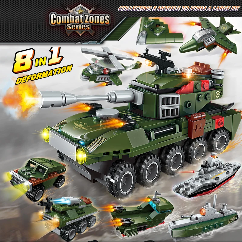 8 IN 1 Military Tank Blocks Compatible LegoINGly City Construction Fighter Building Blocks Helicopter Model Bricks Toys Boys
8 IN 1 Military Tank Blocks Compatible LegoINGly City Construction Fighter Building Blocks Helicopter Model Bricks Toys Boys