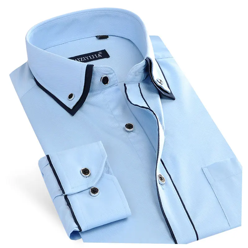 New Spring 2019 Long Sleeve Men Dress Shirt Social Double Collar Button-Up Patchwork Non-iron Slim Fit Men Casual Business Shirt
New Spring 2019 Long Sleeve Men Dress Shirt Social Double Collar Button-Up Patchwork Non-iron Slim Fit Men Casual Business Shirt