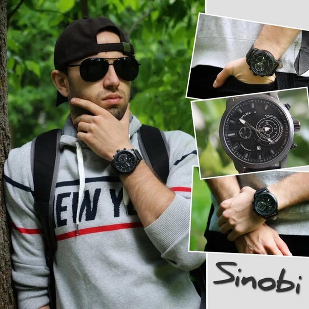 SINOBI Top Luxury Luminous Japanese Movement Quartz Wristwatch Man Fashion Leather Sports Watch Men Navy Clock Military Watches
SINOBI Top Luxury Luminous Japanese Movement Quartz Wristwatch Man Fashion Leather Sports Watch Men Navy Clock Military Watches