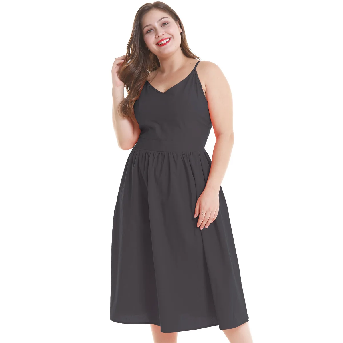 Large women's dress with suspender in pure color A large dress black dress omighty Polyester Casual Solid V-Neck
Large women's dress with suspender in pure color A large dress black dress omighty Polyester Casual Solid V-Neck