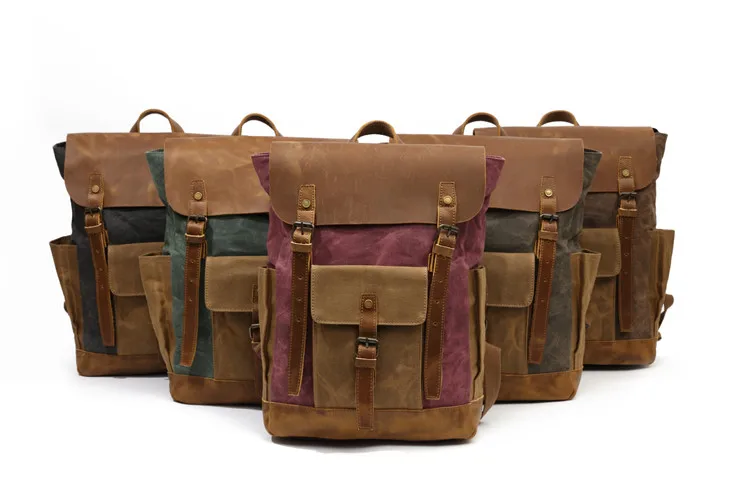 Men Backpack Waterproof Computer Laptop Bag Vintage Canvas Large Capacity Travel Backpacks Leather Military Male Backpack School Men Backpack Waterproof Computer Laptop Bag Vintage Canvas Large Capacity Travel Backpacks Leather Military Male Backpack School
