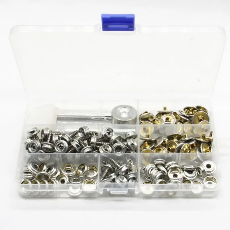 Stainless Steel Fastener Screw Snap Buttons with Fixing Tool Storage Box DIY Craft Cloth Bag Decor
Stainless Steel Fastener Screw Snap Buttons with Fixing Tool Storage Box DIY Craft Cloth Bag Decor