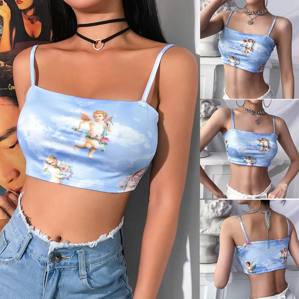 Fashion Women Crop Top Hoodie Sleeveless Cold Shoulder Women Shirts Angel Of Cupid Print Short Camis Top ladies Tops
Fashion Women Crop Top Hoodie Sleeveless Cold Shoulder Women Shirts Angel Of Cupid Print Short Camis Top ladies Tops