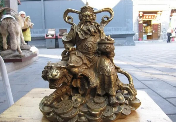 150401 S1111 Chinese Home Feng Shui Pure Brass refined plutus God of wealth Ride on Tiger 
150401 S1111 Chinese Home Feng Shui Pure Brass refined plutus God of wealth Ride on Tiger