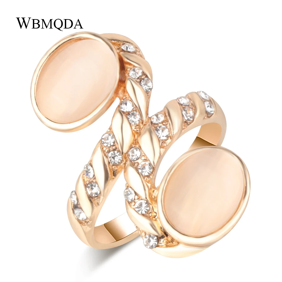 Wbmqda модное кольцо из Дубая с золотым опалом для женщин мозаичное белым