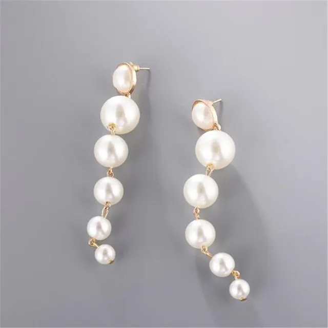 Boucles d'oreilles longues et extensibles pour femmes, imitation de perles, style Boho, Bijoux coréens, vente en gros 2