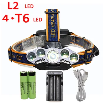 XM-L2 + 4x T6 Headlamp 5 LED Headlight 4 Mode Head Lamp Light Flashlight Torch Lantern + 2x 18650 battery + Charger
XM-L2 + 4x T6 Headlamp 5 LED Headlight 4 Mode Head Lamp Light Flashlight Torch Lantern + 2x 18650 battery + Charger
