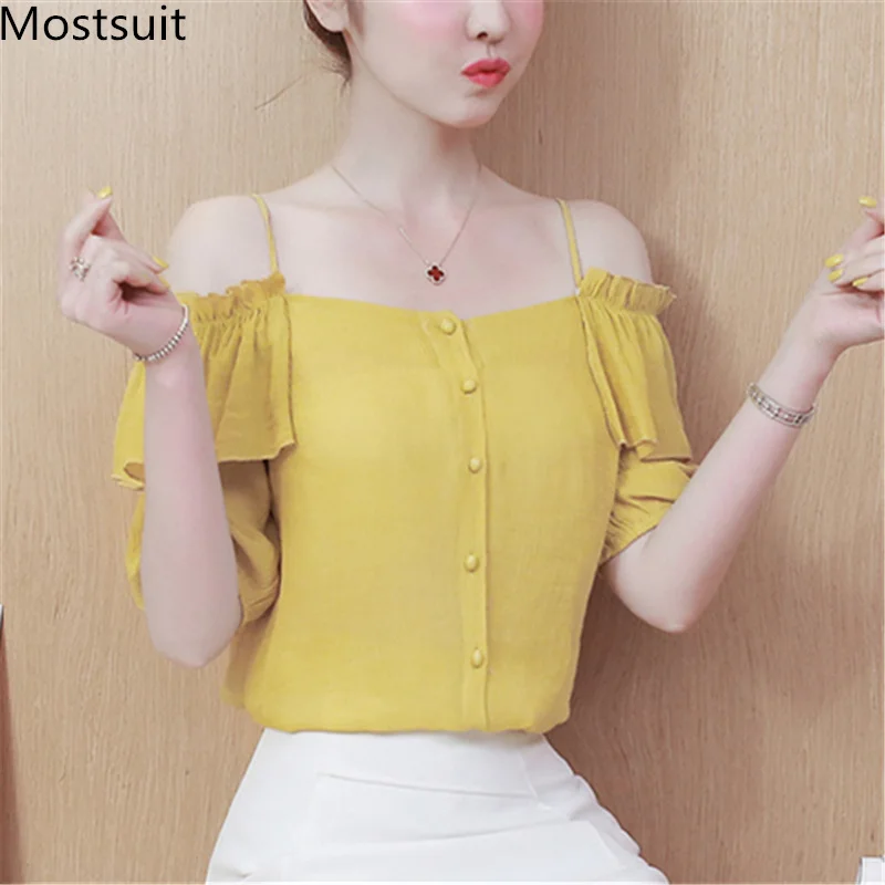 2019 Summer Chiffon Off Shoulder Blouses Tops Women Plus Size Short Sleeve Sexy Korean Kawaii Sweet Shirts Blusas Mujer Femme
2019 Summer Chiffon Off Shoulder Blouses Tops Women Plus Size Short Sleeve Sexy Korean Kawaii Sweet Shirts Blusas Mujer Femme