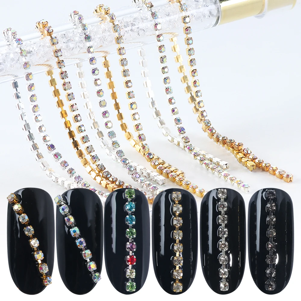 6pcs Diamonds Metal Chain Rhinestones on Nails Line 3D Colorful Striping Jewelry Flatback Gems Strass Nail Art Accessories BE799
6pcs Diamonds Metal Chain Rhinestones on Nails Line 3D Colorful Striping Jewelry Flatback Gems Strass Nail Art Accessories BE799