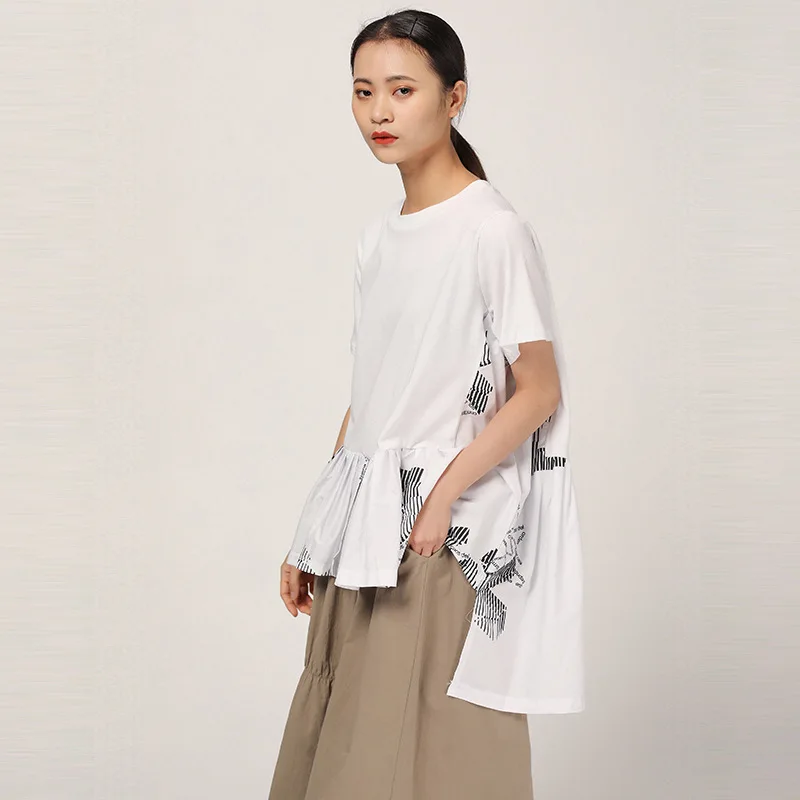 LNMREM 2019 New Summer Round Neck Pullover Loose White Printed T-shirt Female Batwing Sleeves Ruffles Top WG00300 Vintage
LNMREM 2019 New Summer Round Neck Pullover Loose White Printed T-shirt Female Batwing Sleeves Ruffles Top WG00300 Vintage