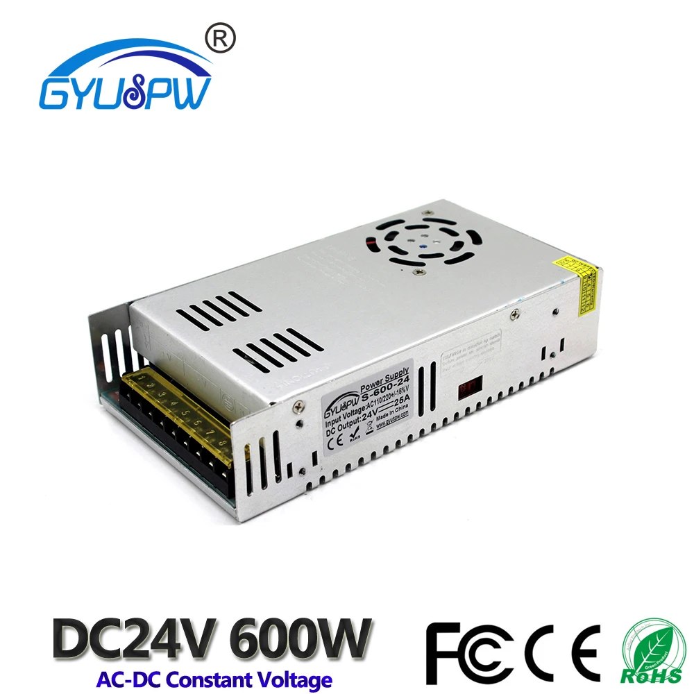 Small Volume Single Output Switching Power Supply DC 24V 25A 600W Transformers 110V 220V AC TO DC SMPS for LED Strip Lamp Light
Small Volume Single Output Switching Power Supply DC 24V 25A 600W Transformers 110V 220V AC TO DC SMPS for LED Strip Lamp Light