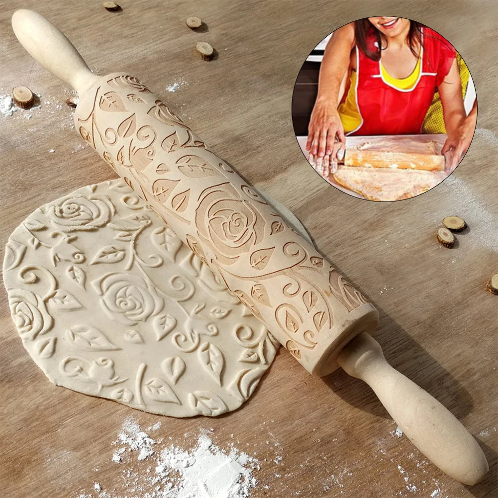 Handheld DIY Rose Embossing Kitchen Manual Portable Wood Engraved Pastry Fondant Mold Baking Tool Cookie Rolling Pin
Handheld DIY Rose Embossing Kitchen Manual Portable Wood Engraved Pastry Fondant Mold Baking Tool Cookie Rolling Pin