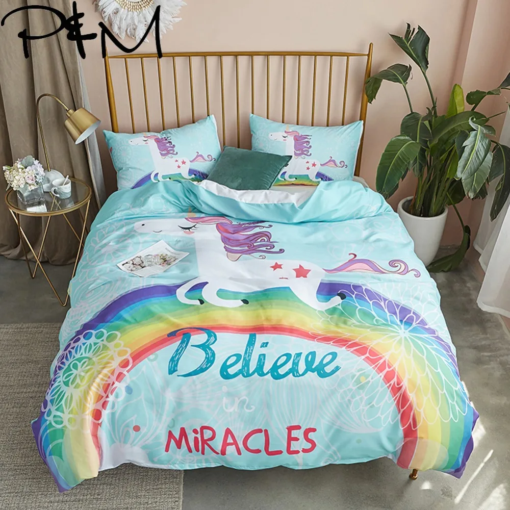 Papa&Mima Rainbow unicorn print bedding set Duvet Cover Pillowcase Sets (no Sheet) Bedclothes set Drop Shipping
Papa&Mima Rainbow unicorn print bedding set Duvet Cover Pillowcase Sets (no Sheet) Bedclothes set Drop Shipping