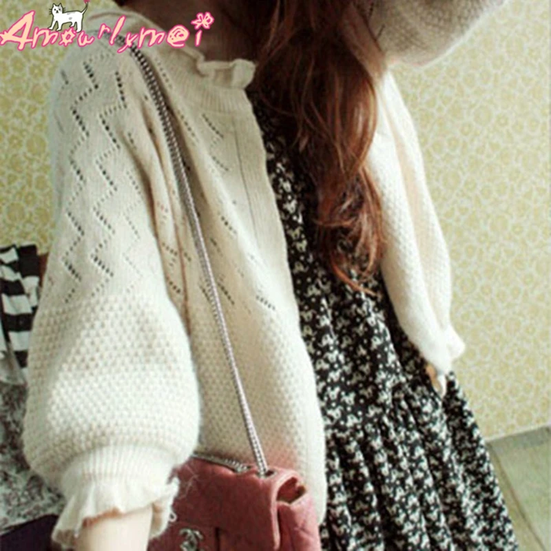 Women Knitted Cardigan Coat Spring Autumn 2019 Mori Girl Cute Ruffles Solid Color Casual Loose Half Sleeve Knitted Sweater Coat
Women Knitted Cardigan Coat Spring Autumn 2019 Mori Girl Cute Ruffles Solid Color Casual Loose Half Sleeve Knitted Sweater Coat