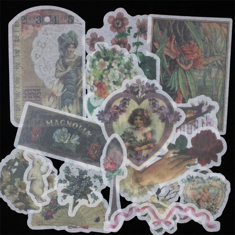 

ZFPARTY 60pcs Vintage Designs Vellum Stickers for Scrapbooking Happy Planner/Card Making/Journaling Project 06