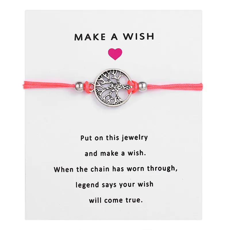 Tree of life Charms Bracelet Pink String Thread Rope Adjustable Couple Bracelet Wish Card Bracelet For Women Men
Tree of life Charms Bracelet Pink String Thread Rope Adjustable Couple Bracelet Wish Card Bracelet For Women Men