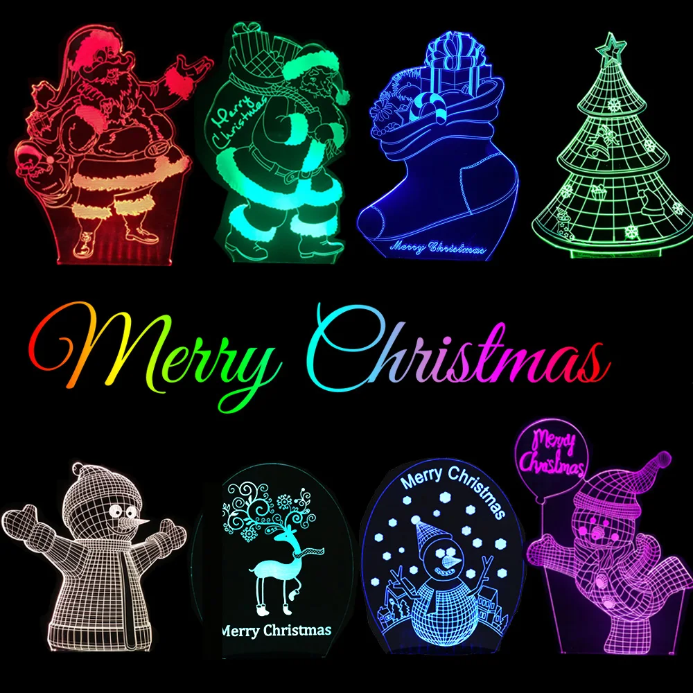 Xmas Gifts Snowman Merry Christmas Santa Tree Decorative 3D Lamp LED USB Night Lighting RGB Multicolor Illusion Mood Desk Beside
Xmas Gifts Snowman Merry Christmas Santa Tree Decorative 3D Lamp LED USB Night Lighting RGB Multicolor Illusion Mood Desk Beside