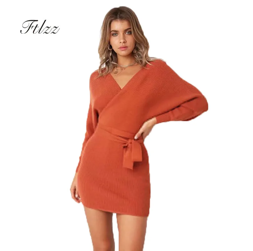 Women Knitted Dress 2018 New Autumn Winter Mini Robe Ladies Casual V Nec Batwing Sleeved Pullover Black Party Dresses
Women Knitted Dress 2018 New Autumn Winter Mini Robe Ladies Casual V Nec Batwing Sleeved Pullover Black Party Dresses