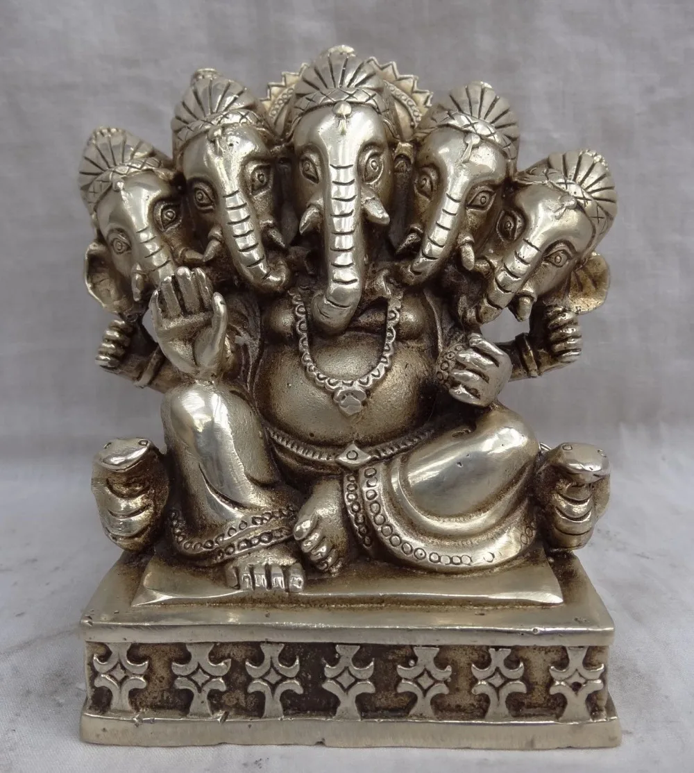 xiuli 002840 Chinese Silver Buddhism Tibet 5 Head Ganapati Ganesh Lord Ganesha Buddha Statue
xiuli 002840 Chinese Silver Buddhism Tibet 5 Head Ganapati Ganesh Lord Ganesha Buddha Statue
