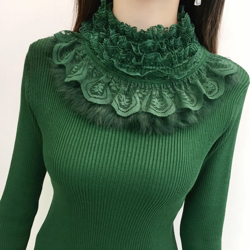 Women Full Sleeve Lace Turtleneck Fur Sweaters Pullovers Girls Tops Clothing Pullover Sweater For Female 2019 Autumn Winter
Women Full Sleeve Lace Turtleneck Fur Sweaters Pullovers Girls Tops Clothing Pullover Sweater For Female 2019 Autumn Winter